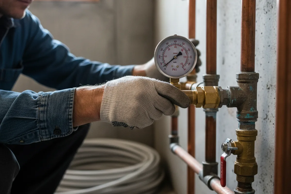 Pressure testing a repaired line during Water Line Repair in Dearborn